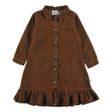 Loud Apparel Dress Loose Fit, Buttoned Front, Circle Loud Eyes Logo Print Choco, Polkadot