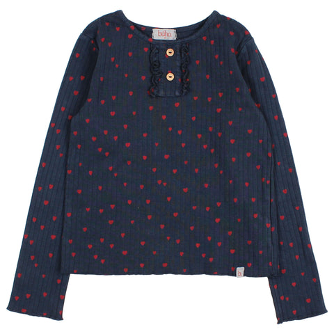 Buho Mini Cuore T-Shirt Navy