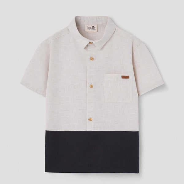 Popelin Grey Shirt With Collar