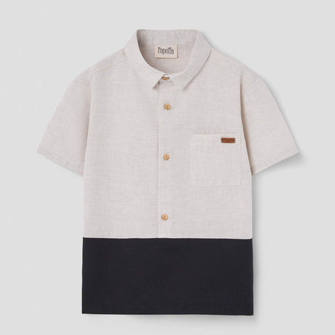 Popelin Grey Shirt With Collar