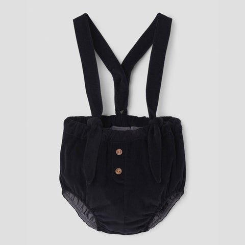 Popelin bloomer black corduroy with removable straps || 25.4