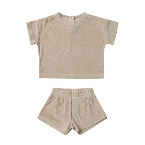 Quincy Mae Terry Tee + Shorts Set || Oat