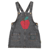 Piupiuchick Short Dress W/ Straps | Washed Black Denim W/ Apple Print