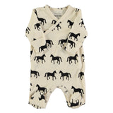 Piupiuchick Newborn Babygrow | Ecru W/ Black Horses