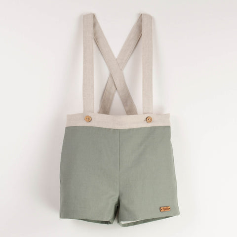 Popelin Green Dungarees With Straps