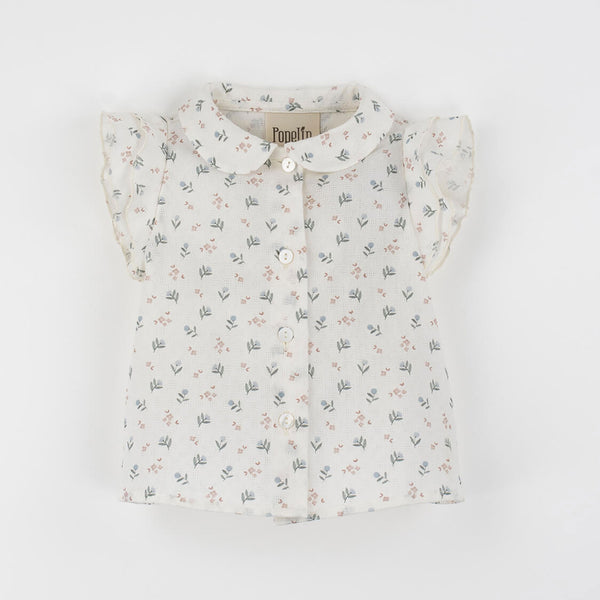 Popelin Floral Blouse With Baby Collar