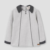 Popelin top light grey herringbone panelled || 20.3