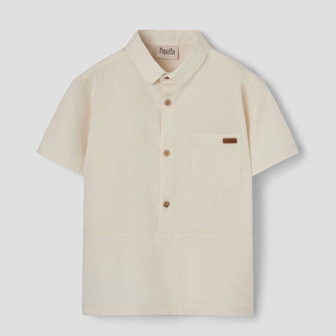 Popelin Off-White Shirt With Collar SS26