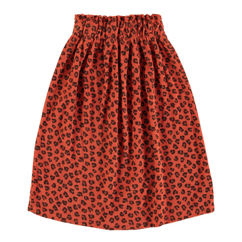 Piupiuchick Long Terry Cotton Skirt | Terracotta W/ Animal Print