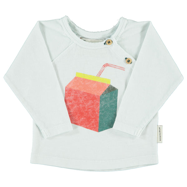 Piupiuchick Longsleeve T'Shirt | Light Grey W/ Multicolor Juice Box Print