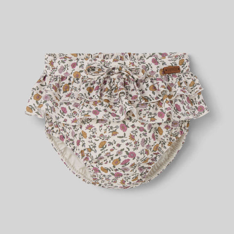 Popelin bloomer mauve floral with double frill || 28.4
