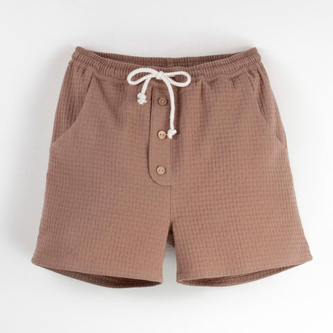 Popelin Brown Textured Bermuda Shorts