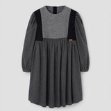 Popelin dress dark grey with panels || 46.4