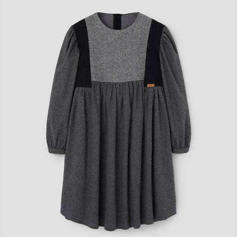 Popelin dress dark grey with panels || 46.4