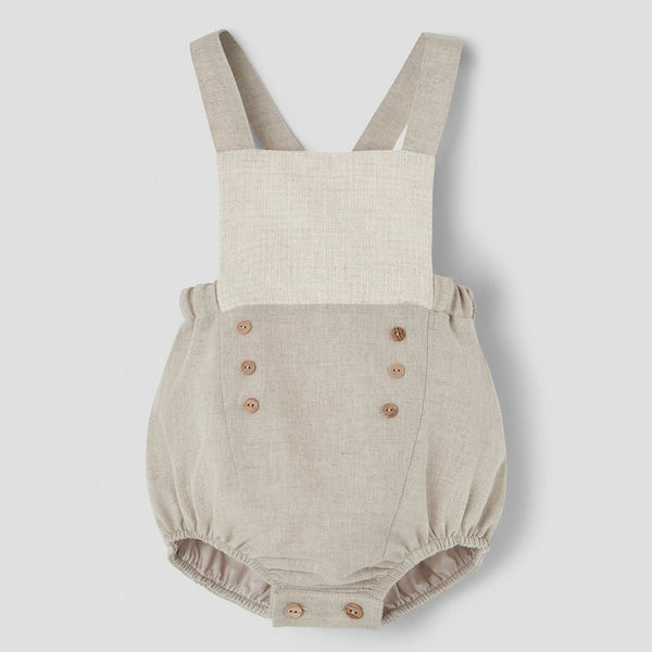 Popelin Sand Linen Dungarees With Straps ||7.1