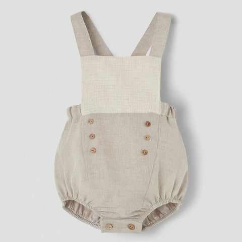 Popelin Sand Linen Dungarees With Straps