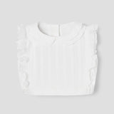 Popelin White Short Top With Double Baby Collar