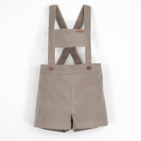 Popelin Taupe Corduroy Short Romper Suit