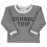 Piupiuchick Terry Cotton Longsleeve T'Shirt | Grey W/ "School Trip" Print