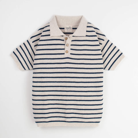 Popelin Navy Blue Striped Knitted Jersey