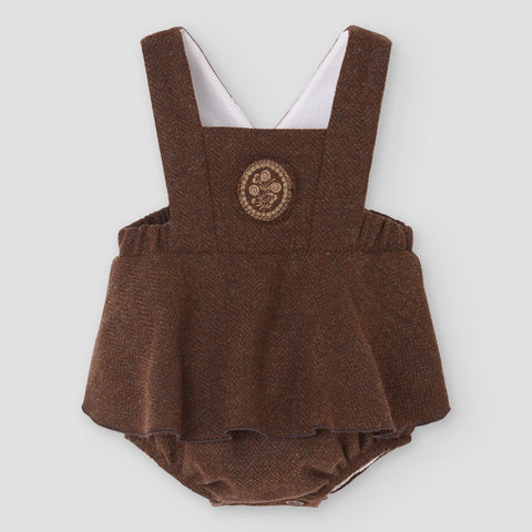Popelin romper brown woollen with straps