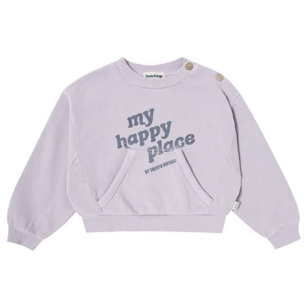 Tocoto Vintage Pockets Sweatshirt " My Happy Place" Lilac