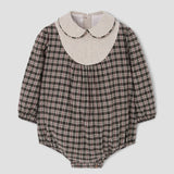Popelin romper green plaid with baby collar and yoke || 2.3