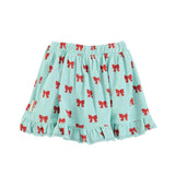 Piupiuchick Short Skirt W/ Ruffles | Blue W/ Red Bows