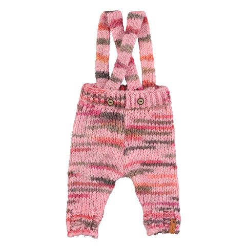 Piupiuchick Knitted Baby Trousers W/ Straps | Multicolor Pink