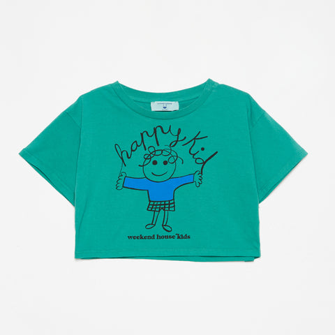 Weekend House Kids Happy Kid Crop T-Shirt Green