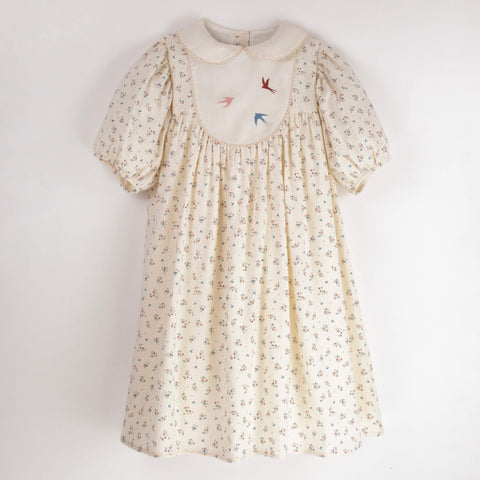 Popelin Floral Embroidered Dress With Yoke