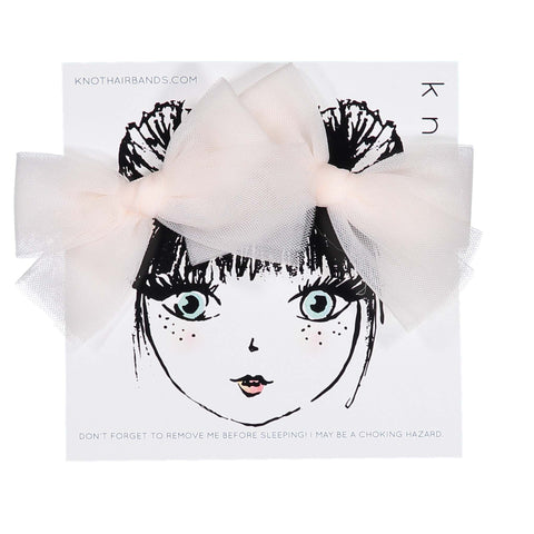 Knot Hairbands Tulle Bow Clip Set // Pale Pink