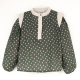 Popelin Green Floral Print Puff Sleeve Blouse