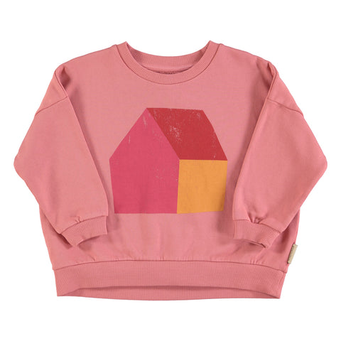 Piupiuchick Sweatshirt | Pink W/ Multicolor House Print