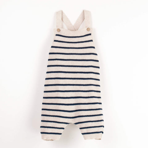 Popelin Navy Blue Striped Knitted Dungarees