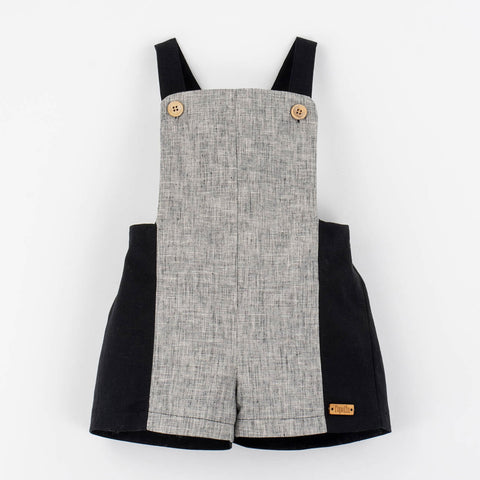 Popelin Black Fleck Combination Dungarees