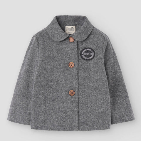 Popelin coat grey fleck with jacket-style collar || 63.4
