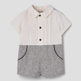 Popelin Black Fleck Two-Tone Jumpsuit With Shirt Collar