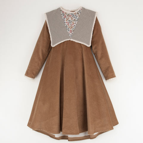 Popelin Ochre Cape-Style Dress