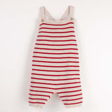 Popelin Red Striped Knitted Dungarees