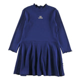 Loud Apparel Dress Slim Fit Top, Swirl Bottom, Loud Eyes Logo Print Contrast Blue Navy
