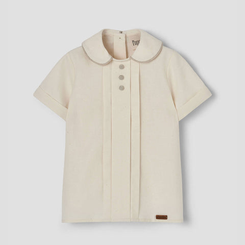 Popelin Off-White Shirt With Central Panel
