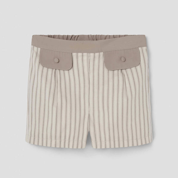 Popelin Brown Striped Shorts With Flaps ||30.3