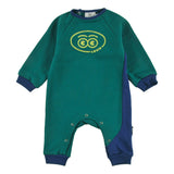 Loud Apparel Baby Playsuit Relaxed Fit, Loud Eyes Logo Print Contrast Green, Navy