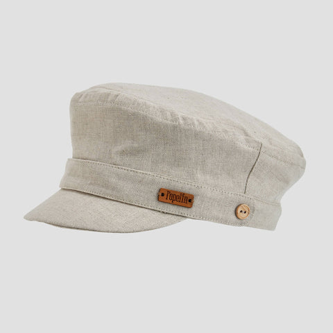 Popelin Sand Linen Cap With Peak