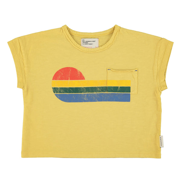 Piupiuchick T'Shirt | Yellow W/ Multicolor Wave Print