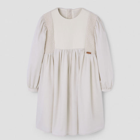 Popelin dress off-white with panels || 46.1