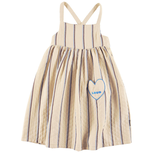 Loud Apparel Dress Straps, Heart Pocket Front, Loud Logo Natural, Stripe