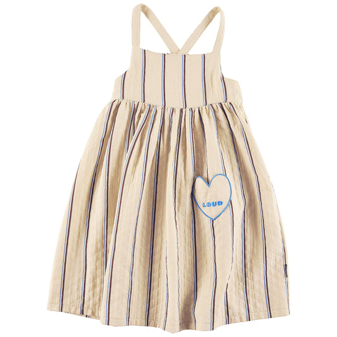 Loud Apparel Dress Straps, Heart Pocket Front, Loud Logo Natural, Stripe