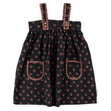 Piupiuchick Short Dress W/ Straps | Black W/ Flowers